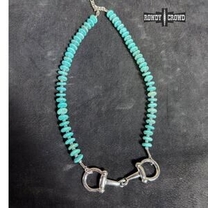 Turquoise Bit Necklace - Western Silver Snaffle Cowgirl Jewelry